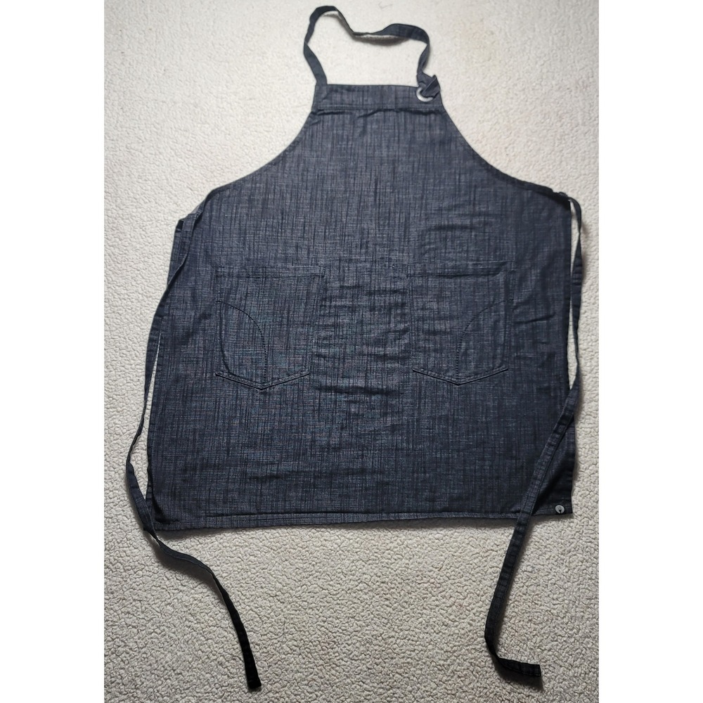 Chef Works Urban Collection Bib Apron Blue Crosshatch Denim Two Pocket Men Women